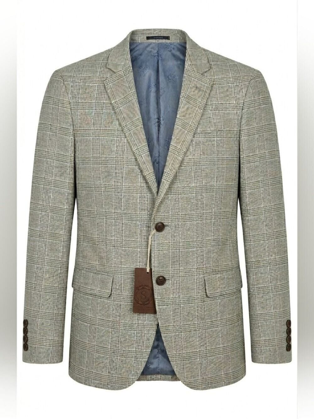 Men's NWT Snover Light Grey Check Blazer, Size 38 Small to Slim Fit Medium